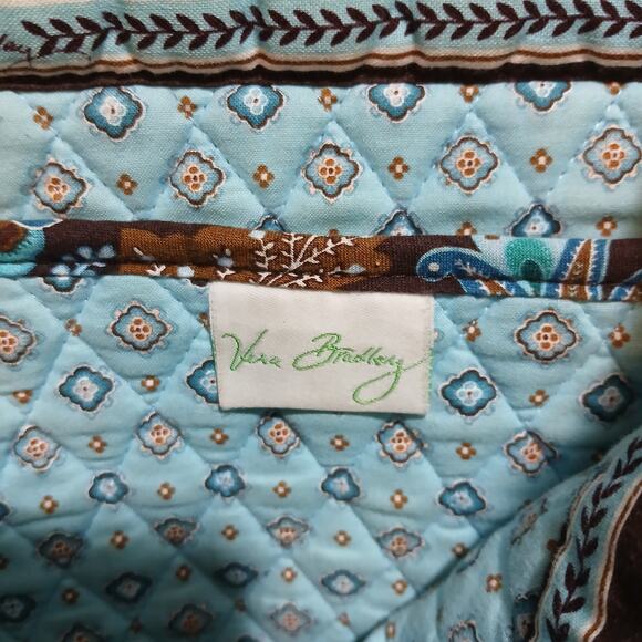 Vera Bradley Java Blue Tote Bag Purse Paisley Print Brown Blue Fabric Handbag - Picture 7 of 9